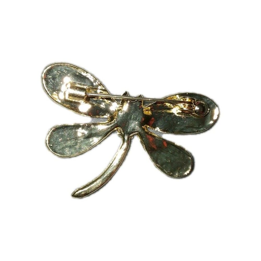 Dragonfly Rhinestone Brooch Pin Green New - Picture 3 of 4